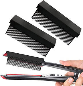 Flat Iron Comb Attachment Clip On,TUMATICLY Comb Attachment for Flat Iron,nimble Comb for Flat Iron,Fit Hair Straightening,ladies Diy, Hairdresser Straightening Comb Attachment.(Black)
